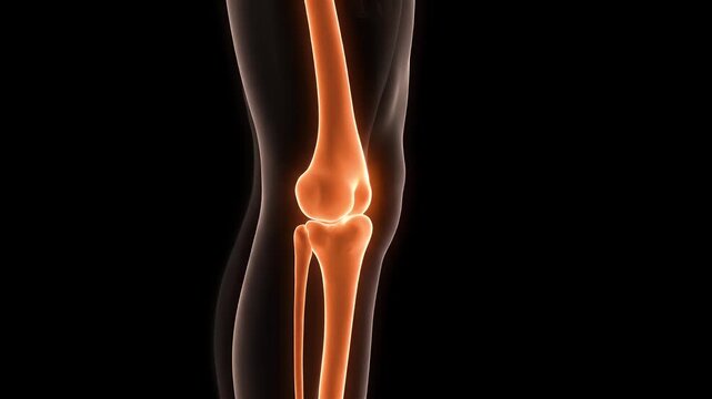 Anatomical Animation of Human Knee Bone Structure on Black Background for Medical Education and Orthopedic Study