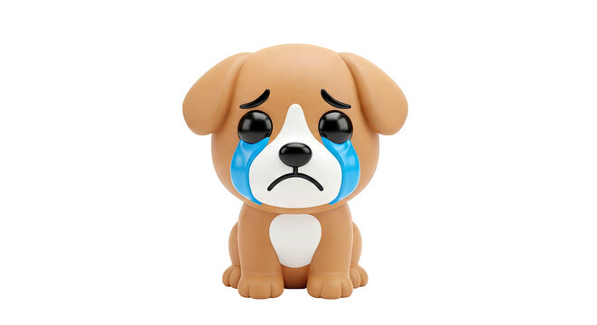 Sad Crying Dog 3D Render
