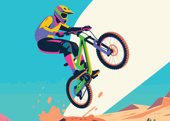 Obraz premium Extreme Jumps by Cyclists Illustrator Artwork Creative Design Template 