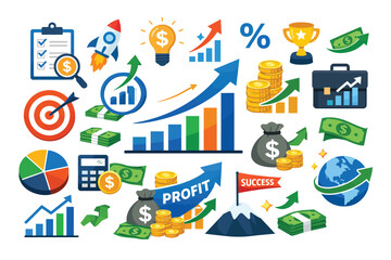Obraz premium Profit and Revenue Growth Illustration Elements