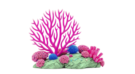 Vibrant Pink and Blue Coral Reef Scene