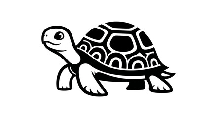 Black and white illustration of a turtle isolated on a white background
