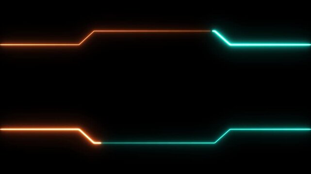 Glowing neon rectangles abstract background. abstract glowing neon rectangle border frame. two color rectangle picture frame concept. 4k