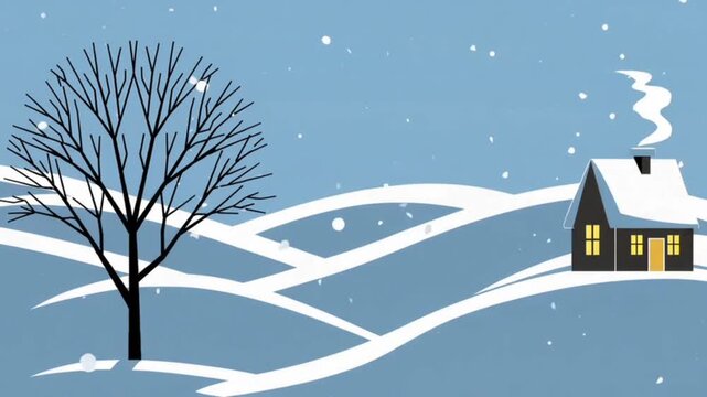 Flat design landscape in winter time illustration
