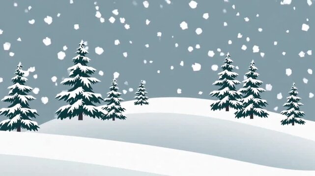 Winter landscape vector illustration with falling snow illustration
