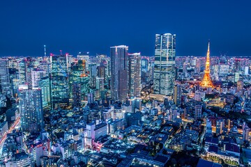 【夜景100選】東京都、六本木ヒルズ東京シティビューからの夜景（麻布台ヒルズ・虎ノ門ヒルズ方面）