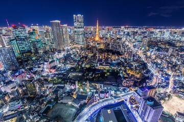 【夜景100選】東京都、六本木ヒルズ東京シティビューからの夜景（麻布台ヒルズ・虎ノ門ヒルズ方面）