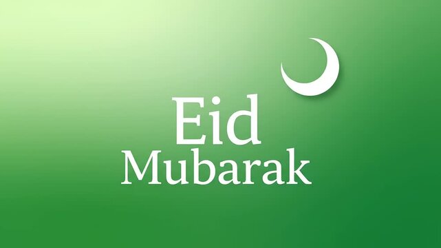 Elegant Eid Mubarak Greeting with Crescent Moon and Gradient Green Background