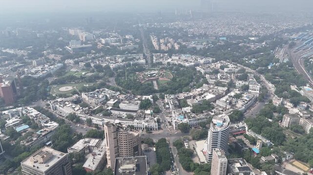 Aerial view of Connaught place in New Delhi, India
