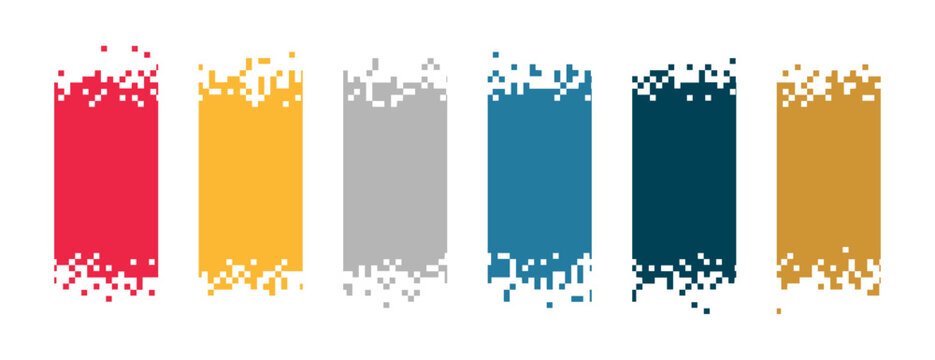 set of pixelated multicolor grid block texture background