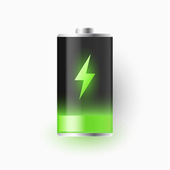 isolated glossy alkaline storage battery with fast charging symbol