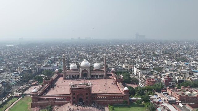Aerial view of Jama Masjid in Delhi, India
