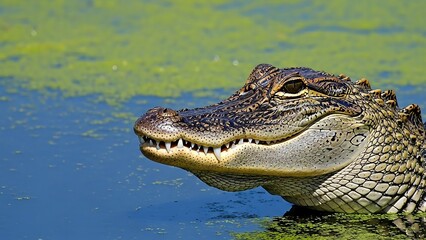 Obraz premium Crocodile Head in Water Environment.