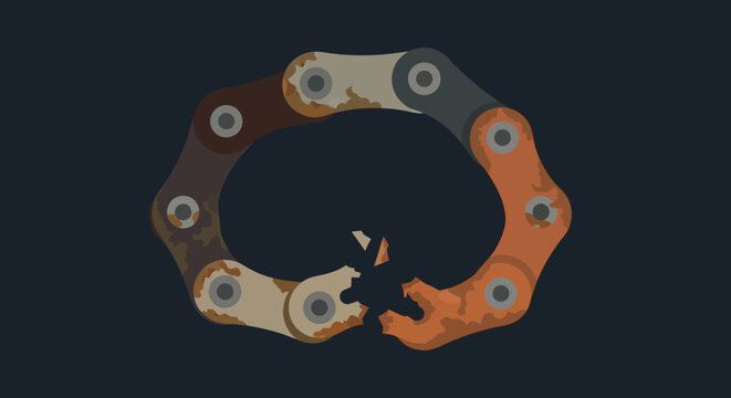 Broken Bicycle Chain with Missing Links.