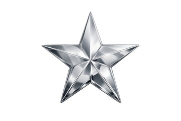 Obraz premium Silver star symbol representing quality, success, rating, achievement, and excellence with metallic chrome shining surface