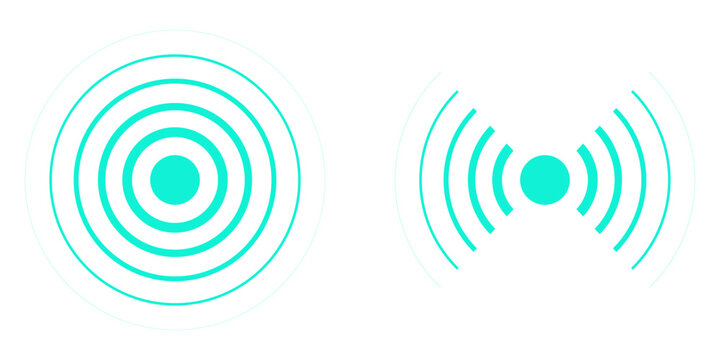 Radar and sonar signal icon. Sonar sound waves icon. Signal concentric circle