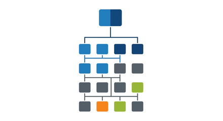 Illustrating a conceptual business hierarchy with interconnected graphic elements