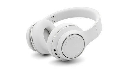 White wireless headphones modern audio accessory for music listening isolated on white backgro
