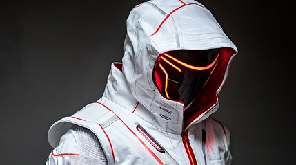 Futuristic hoodie with glowing mask