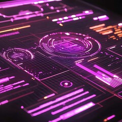 Futuristic neon glowing digital display