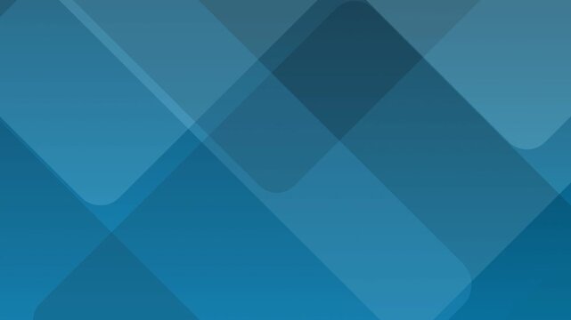 Abstract geometric background, slow motion overlapping blue rounded corner squares, soft translucent layers, professional corporate digital design