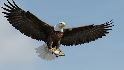 Fototapeta premium Majestic bald eagle soaring through the sky