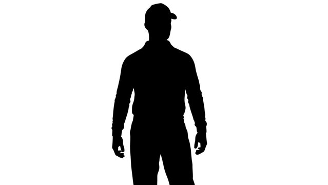 Silhouette of a man wearing a cap.