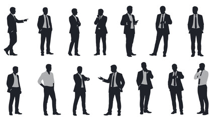 Silhouettes of Businessmen in Various Poses.