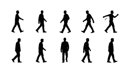 Obraz premium Silhouettes of People Walking in Various Poses.