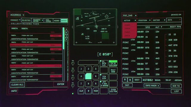 Comprehensive Flight Control Dashboard with Full Air Traffic Data, Navigation Systems, and Real-Time Information Displays