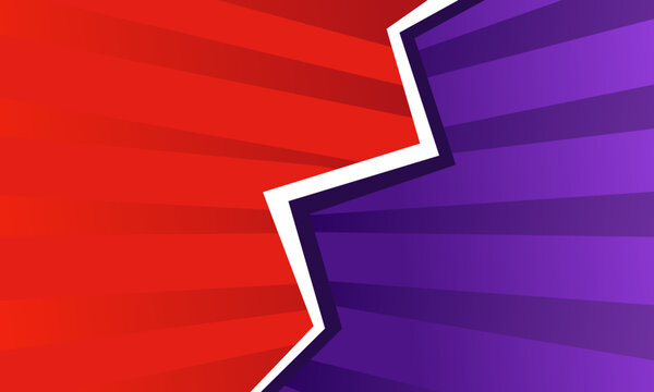 Dynamic Versus Screen with Red and Purple Halftone Background.