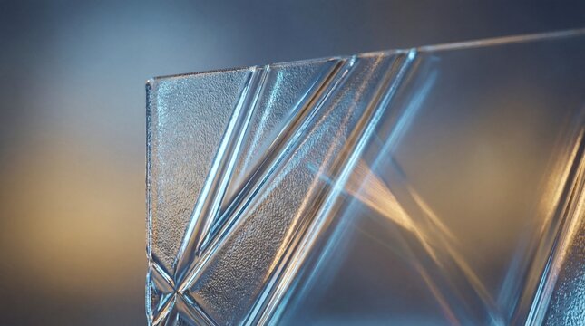 Close up of a textured glass surface with light refractions