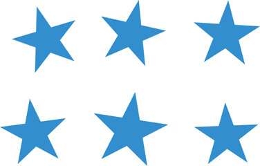 Obraz premium A collection of six stylized blue stars, perfect for various design and marketing purposes. Ideal for web banners, app icons, and promotional materials.