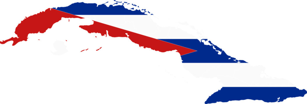 Cuba Flag Map Silhouette Vector Illustration