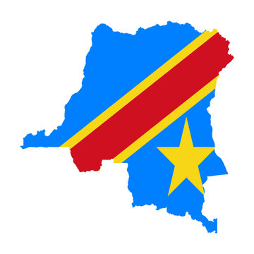 DR Congo Flag Map Silhouette Vector Illustration