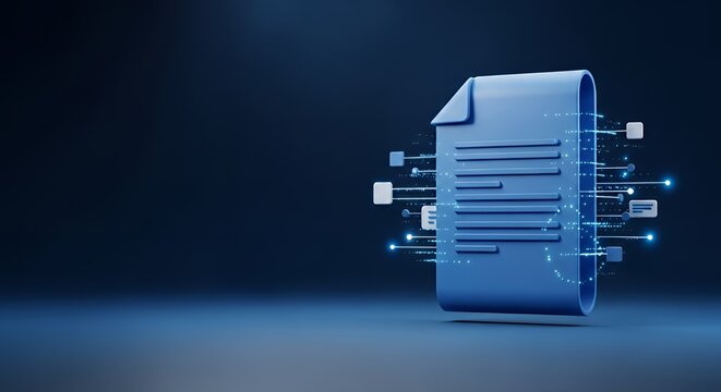 Digital Document and Data Management Concept with Glowing Connections, Smart Contracts and Information Flow - Powered by Adobe