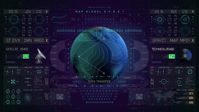 Cyber Security and Data Network Concept Futuristic Digital Grid Over Earth NASA Earth Imagery in 4K.