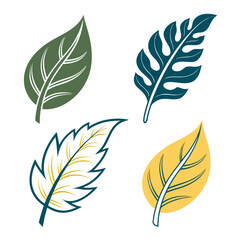 Obraz premium Eco Friendly Leaf Icons - Sustainable Flat Design Style