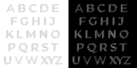 Complete 3D luxury metallic glass alphabet collection with chrome finish for premium corporate branding and modern logo designs