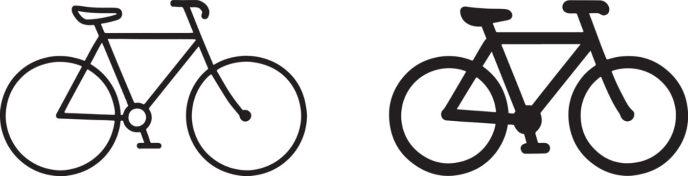 Bold and outline bike icon vector. Clean bicycle symbol for apps, websites, UI, print use.