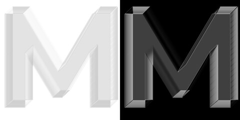 Bold 3D chrome glass letter M with metallic texture for premium corporate branding and marketing...