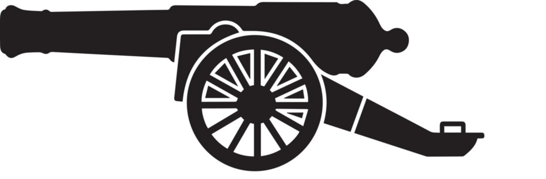 Old cannon Silhouette vector black on a white background