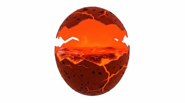 Eruption Egg with Lava Interior - A conceptual video depicting an egg, its shell cracked open to reveal a fiery lava interior.