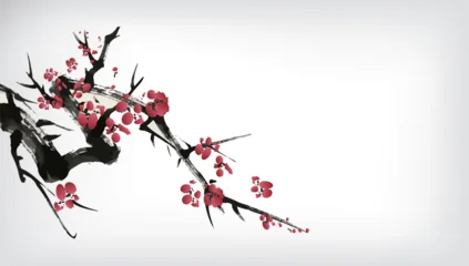 Chinese ink painting of cherry flower © baoyan