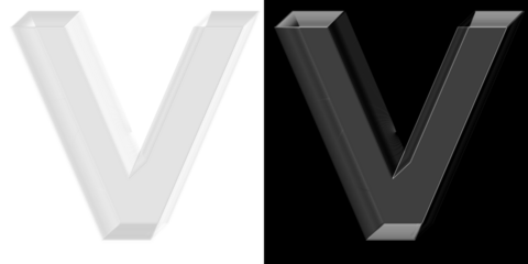 Sharp 3D chrome glass letter V with metallic texture for luxury business branding and professional logos