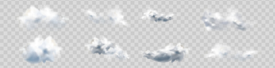 Set Transparent special effect stands out with fog or smoke. White cloud vector © luda