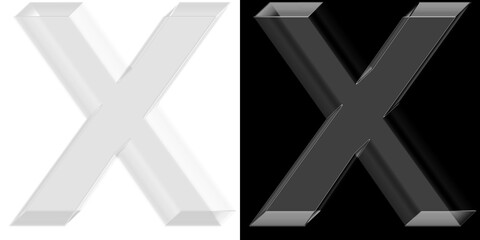 Sleek 3D chrome glass letter X with metallic texture for technology branding and modern logo designs