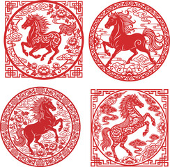 China horse year paper pattern