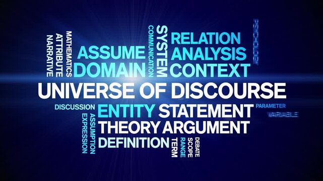 Universe of Discourse animated word cloud-text design animation tag kinetic typography seamless loop.
