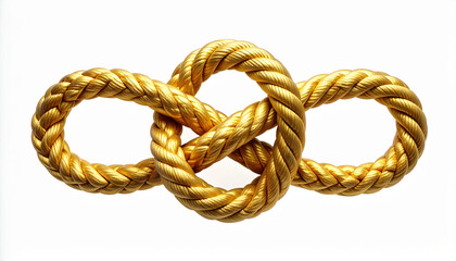 Obraz premium Three intertwined gold ropes forming a symbolic knot isolated on transparent background for luxury and elegance